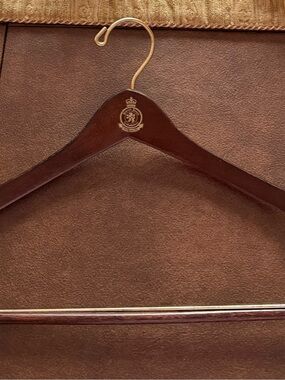 Premium Brown Wooden Suit Hanger with Gold Hook